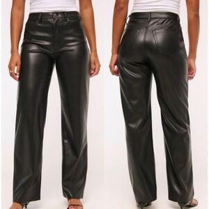Abercrombie 90's Relaxed Ultra High Rise Curve Love Black Vegan Leather Pants 29